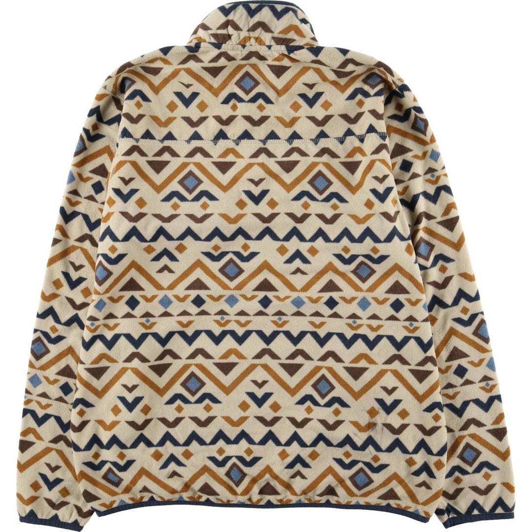 Eddie Bauer All-Over Print Half-Snap Fleece Pullover, Men's Size L polyester Beige type Vintage Second Hand