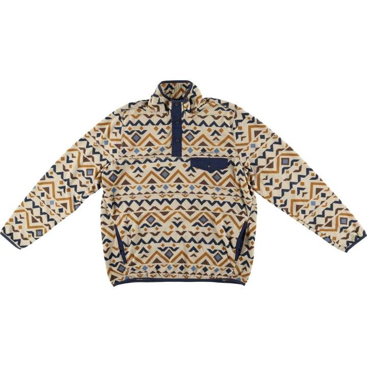 Eddie Bauer All-Over Print Half-Snap Fleece Pullover, Men's Size L polyester Beige type Vintage Second Hand