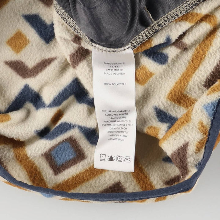 Eddie Bauer All-Over Print Half-Snap Fleece Pullover, Men's Size L polyester Beige type Vintage Second Hand