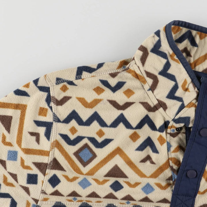 Eddie Bauer All-Over Print Half-Snap Fleece Pullover, Men's Size L polyester Beige type Vintage Second Hand