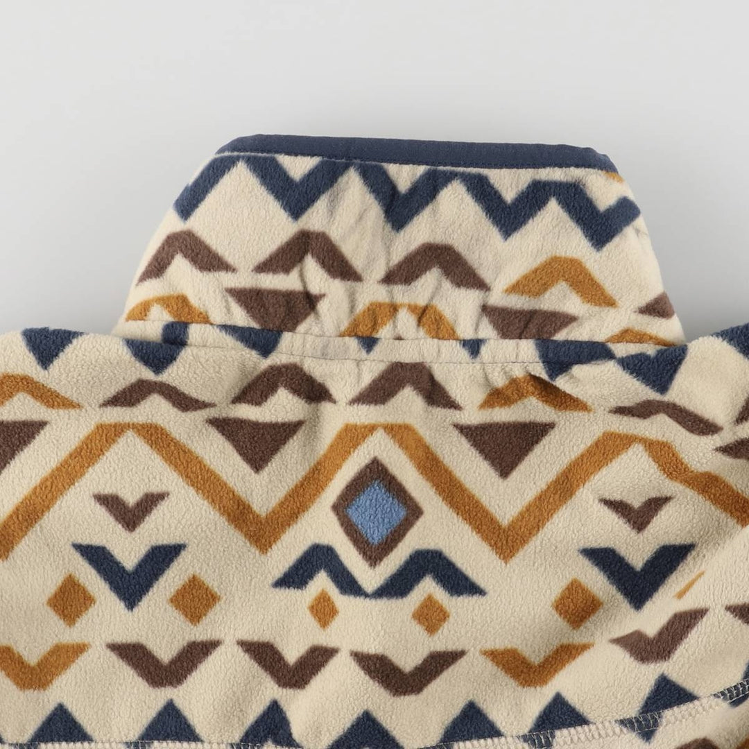 Eddie Bauer All-Over Print Half-Snap Fleece Pullover, Men's Size L polyester Beige type Vintage Second Hand