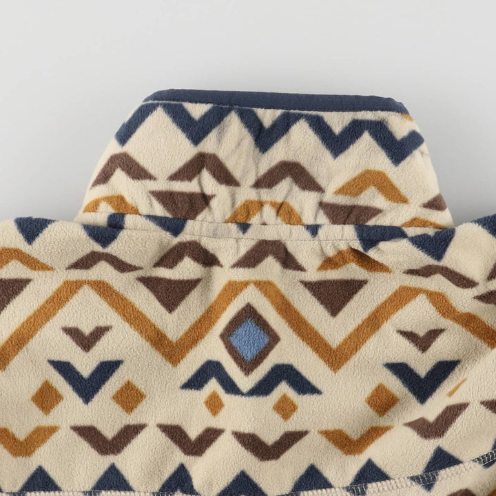 Eddie Bauer All-Over Print Half-Snap Fleece Pullover, Men's Size L polyester Beige type Vintage Second Hand