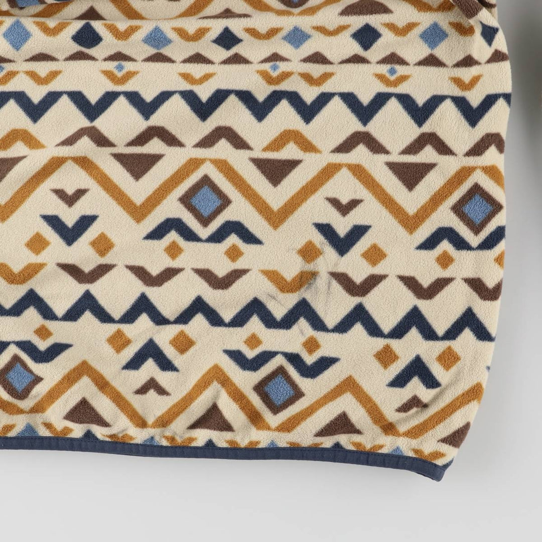 Eddie Bauer All-Over Print Half-Snap Fleece Pullover, Men's Size L polyester Beige type Vintage Second Hand