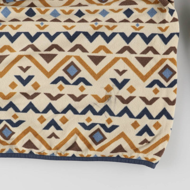 Eddie Bauer All-Over Print Half-Snap Fleece Pullover, Men's Size L polyester Beige type Vintage Second Hand