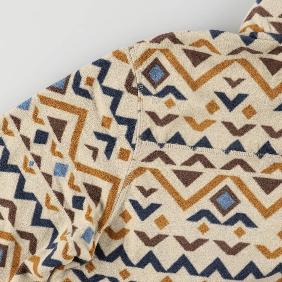 Eddie Bauer All-Over Print Half-Snap Fleece Pullover, Men's Size L polyester Beige type Vintage Second Hand