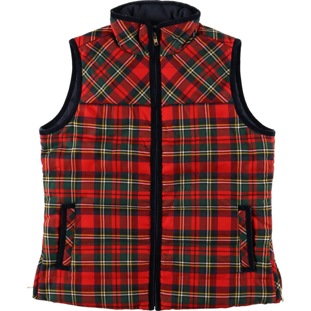 2000'S J.Crew Check Pattern Padded Vest, Women's Size Small polyester red type Vintage Second Hand