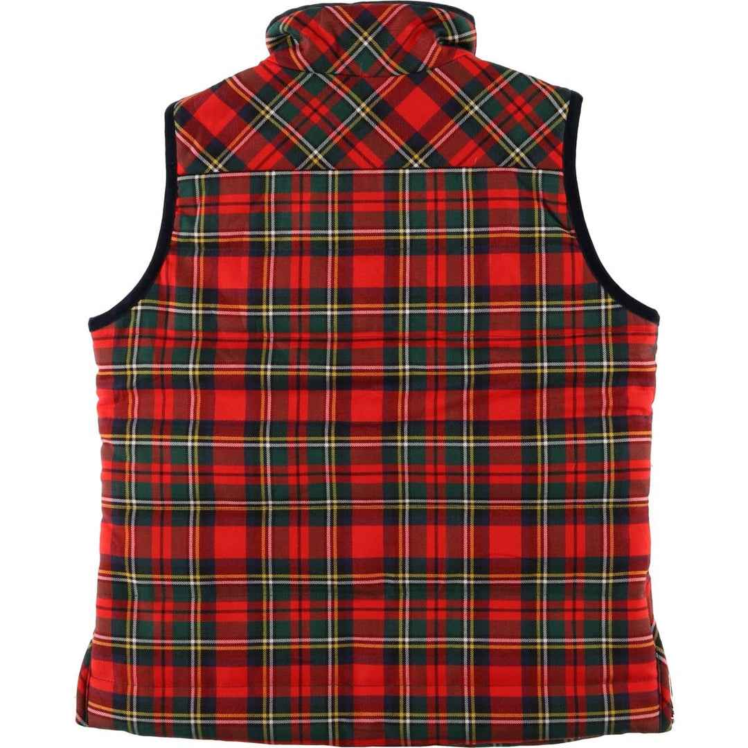 2000'S J.Crew Check Pattern Padded Vest, Women's Size Small polyester red type Vintage Second Hand