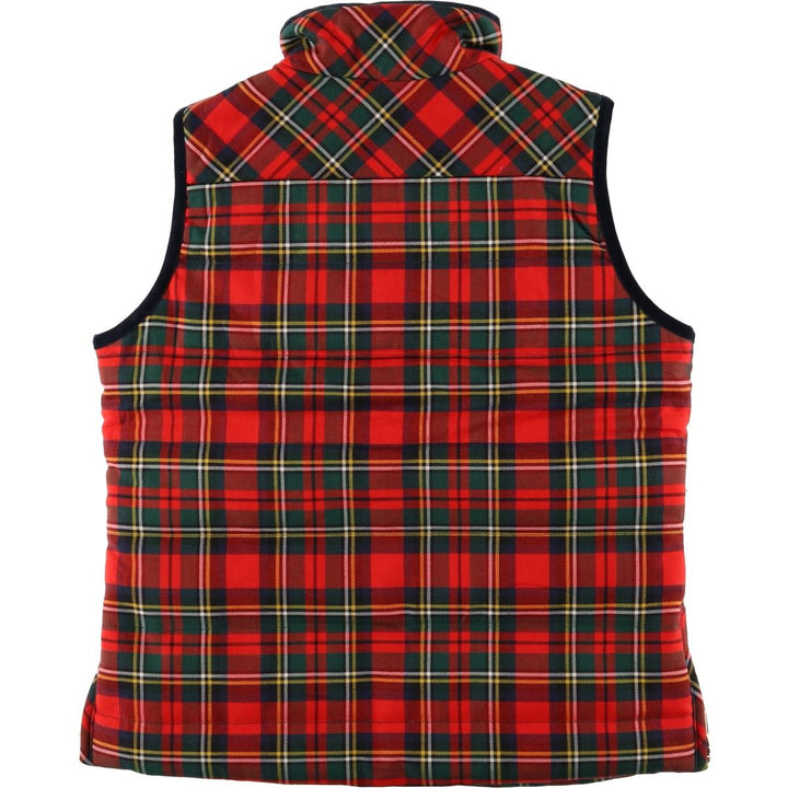 2000'S J.Crew Check Pattern Padded Vest, Women's Size Small polyester red type Vintage Second Hand