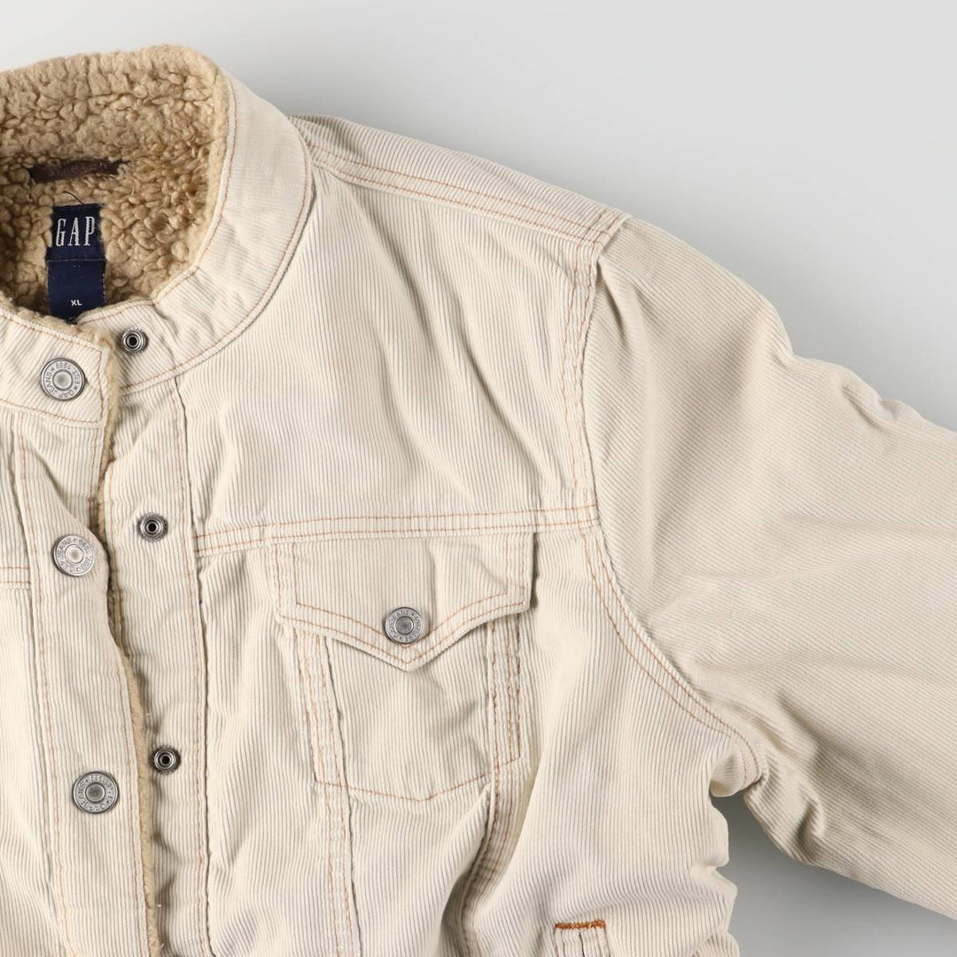 2000'S GAP STRETCH Corduroy Boa Jacket, Women's, Size XL cotton ivory Vintage Second Hand