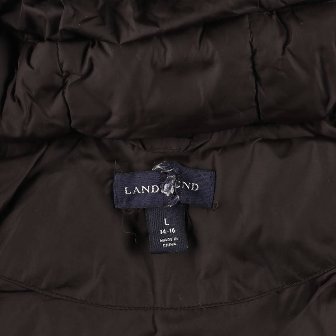 2000'S Lands' End Goose Down Parka, Women's, Size L Nylon black type Vintage Second Hand
