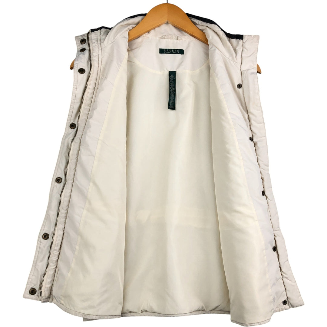 Ralph Lauren LAUREN quilted vest, women's size M polyester pale white type Vintage Second Hand