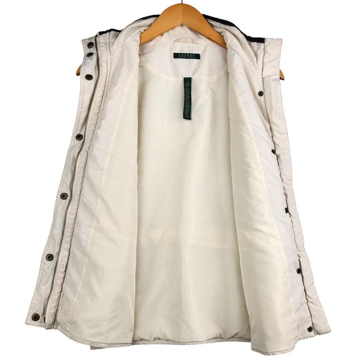 Ralph Lauren LAUREN quilted vest, women's size M polyester pale white type Vintage Second Hand