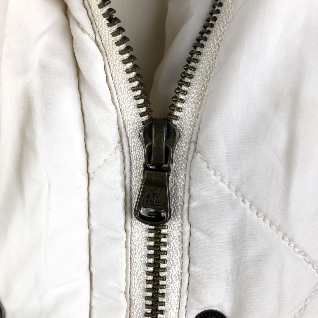 Ralph Lauren LAUREN quilted vest, women's size M polyester pale white type Vintage Second Hand