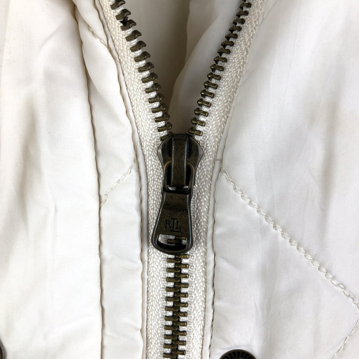 Ralph Lauren LAUREN quilted vest, women's size M polyester pale white type Vintage Second Hand