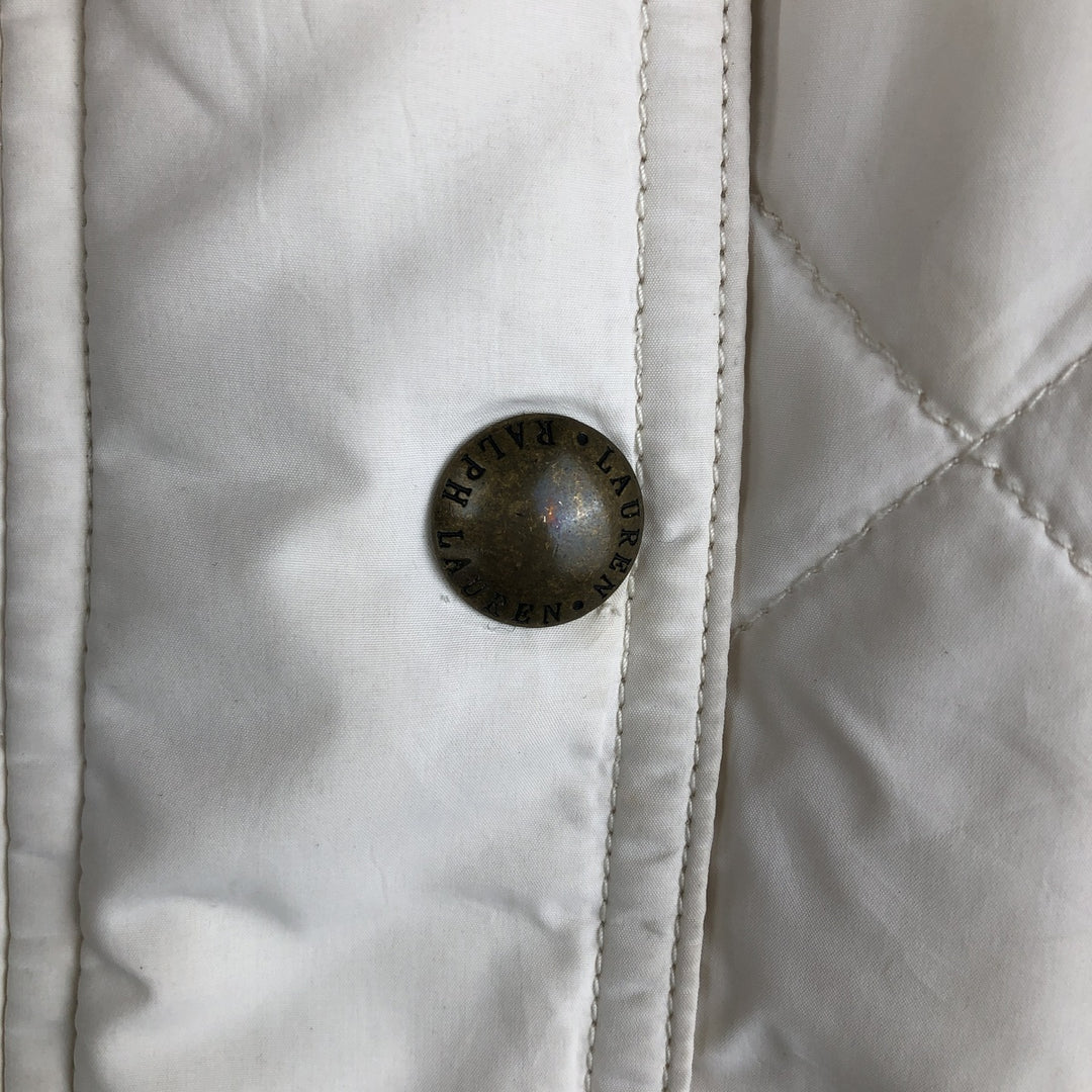 Ralph Lauren LAUREN quilted vest, women's size M polyester pale white type Vintage Second Hand