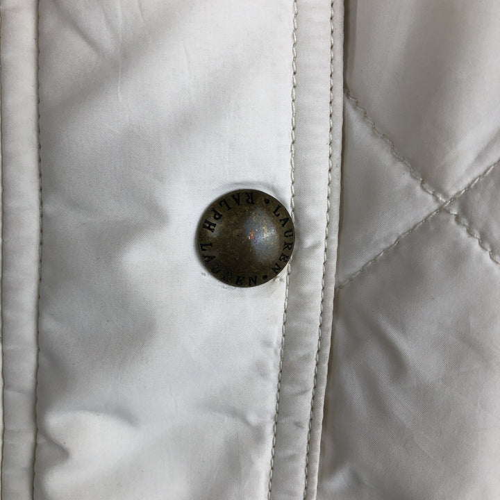 Ralph Lauren LAUREN quilted vest, women's size M polyester pale white type Vintage Second Hand