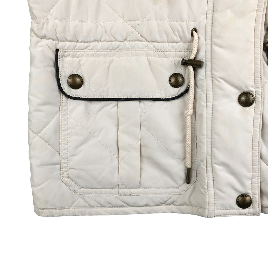 Ralph Lauren LAUREN quilted vest, women's size M polyester pale white type Vintage Second Hand