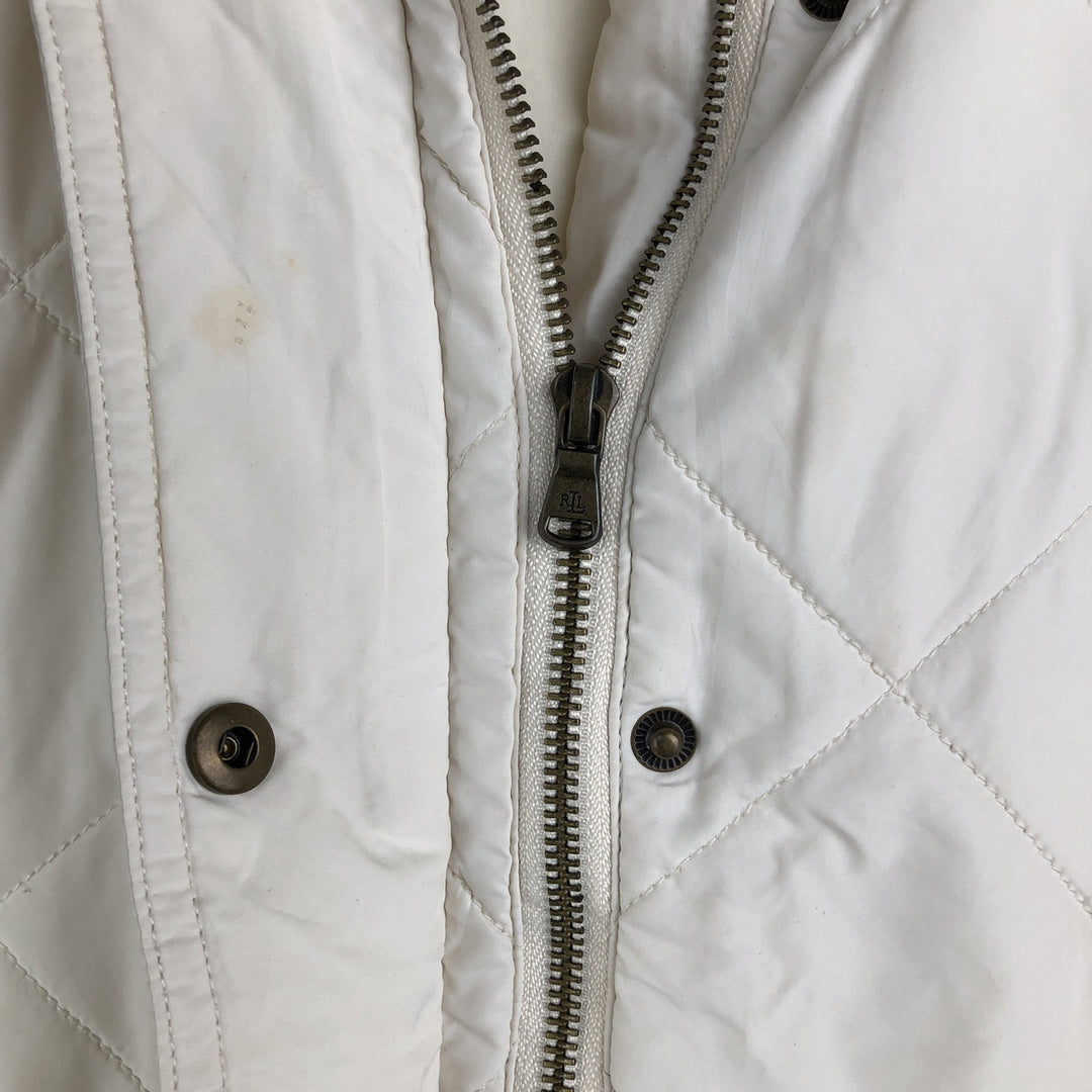 Ralph Lauren LAUREN quilted vest, women's size M polyester pale white type Vintage Second Hand
