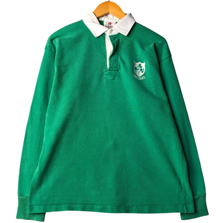 Vintage 80s-90'S Barbarian long-sleeved rugby shirt, men's size L cotton green type Vintage Second Hand