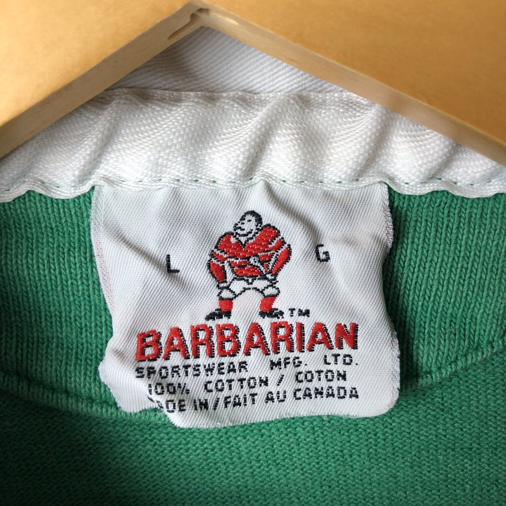 Vintage 80s-90'S Barbarian long-sleeved rugby shirt, men's size L cotton green type Vintage Second Hand