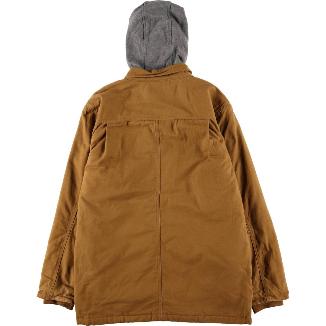 Dickies Hooded Long Sleeve Work Shirt, Men's Size Medium cotton brown type Vintage Second Hand