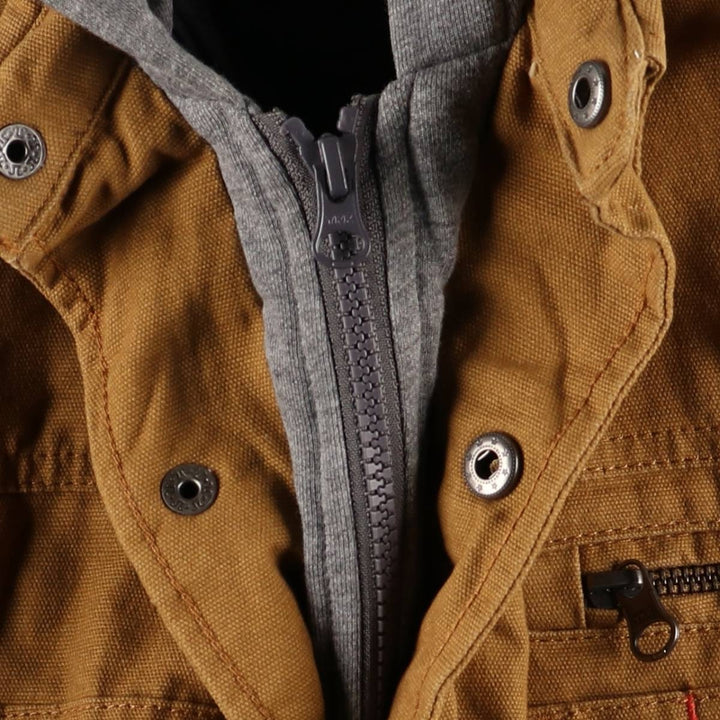 Dickies Hooded Long Sleeve Work Shirt, Men's Size Medium cotton brown type Vintage Second Hand