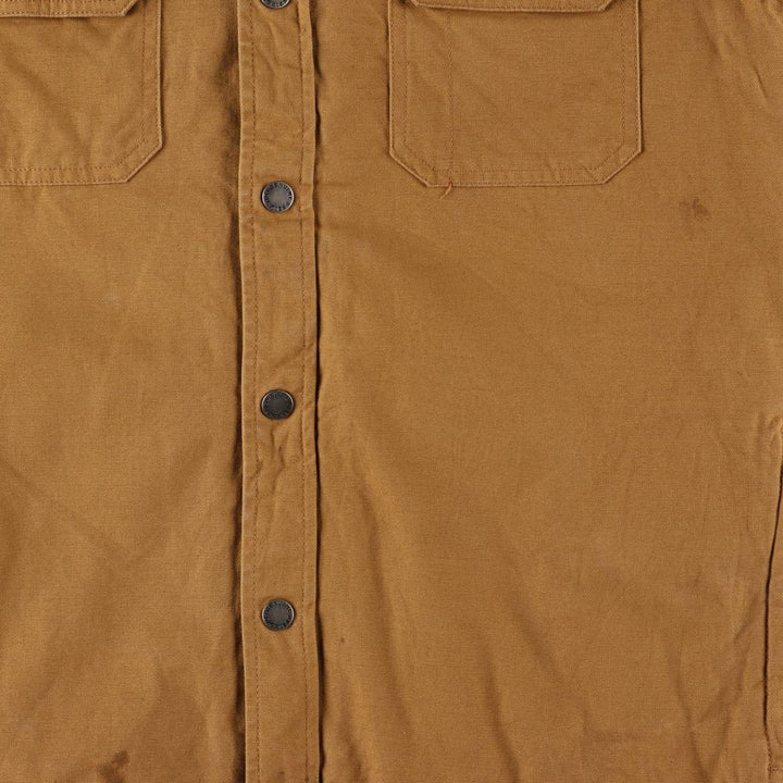 Dickies Hooded Long Sleeve Work Shirt, Men's Size Medium cotton brown type Vintage Second Hand
