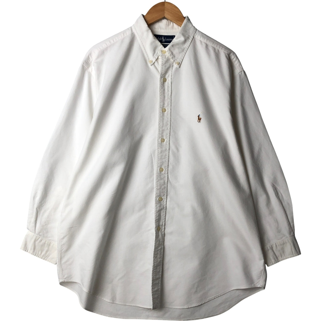 Ralph Lauren YARMOUTH long sleeve button down shirt, men's XL size cotton white type Vintage Second Hand