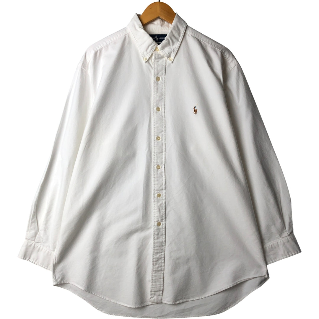 Ralph Lauren YARMOUTH long sleeve button down shirt, men's XL size cotton white type Vintage Second Hand