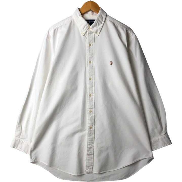 Ralph Lauren YARMOUTH long sleeve button down shirt, men's XL size cotton white type Vintage Second Hand