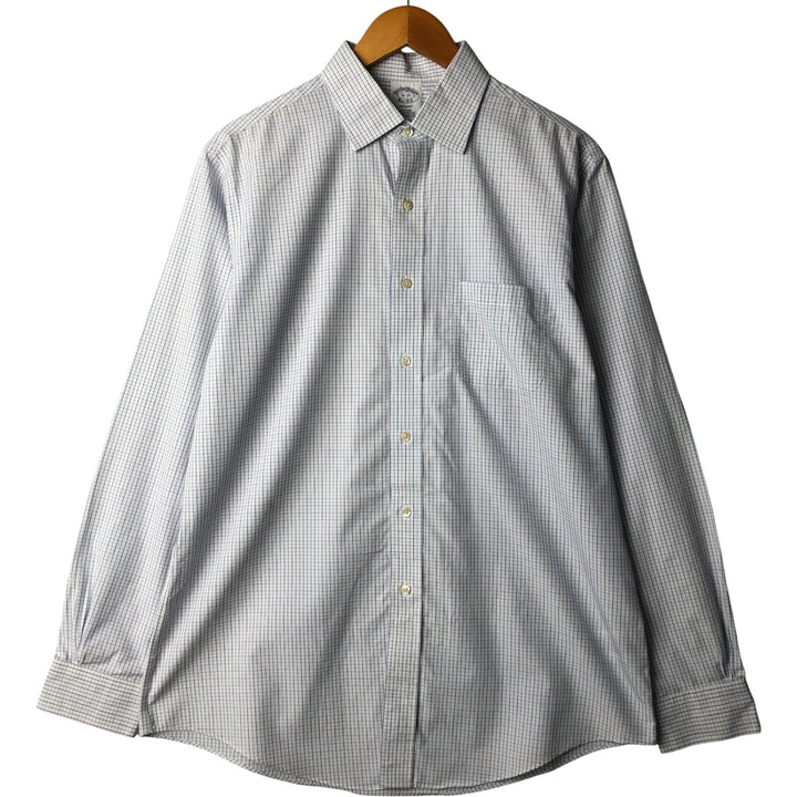 Brooks Brothers Est.1818 Long Sleeve Button-Down Check Shirt, Men's Size L Supima Cotton white type Vintage Second Hand