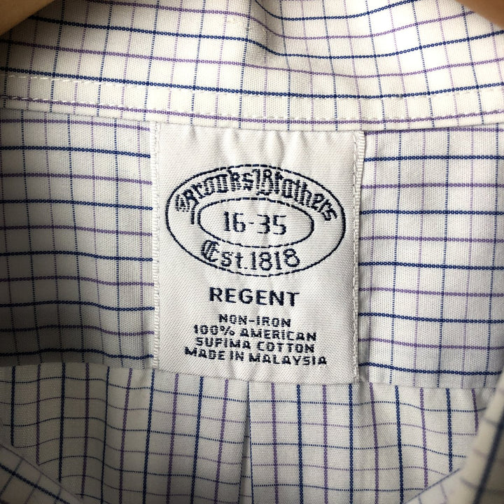 Brooks Brothers Est.1818 Long Sleeve Button-Down Check Shirt, Men's Size L Supima Cotton white type Vintage Second Hand