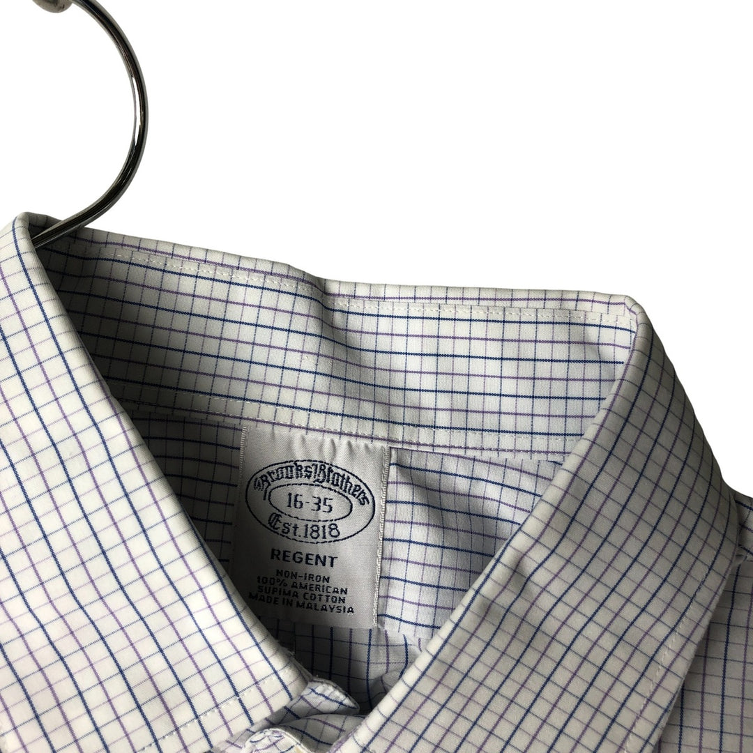 Brooks Brothers Est.1818 Long Sleeve Button-Down Check Shirt, Men's Size L Supima Cotton white type Vintage Second Hand