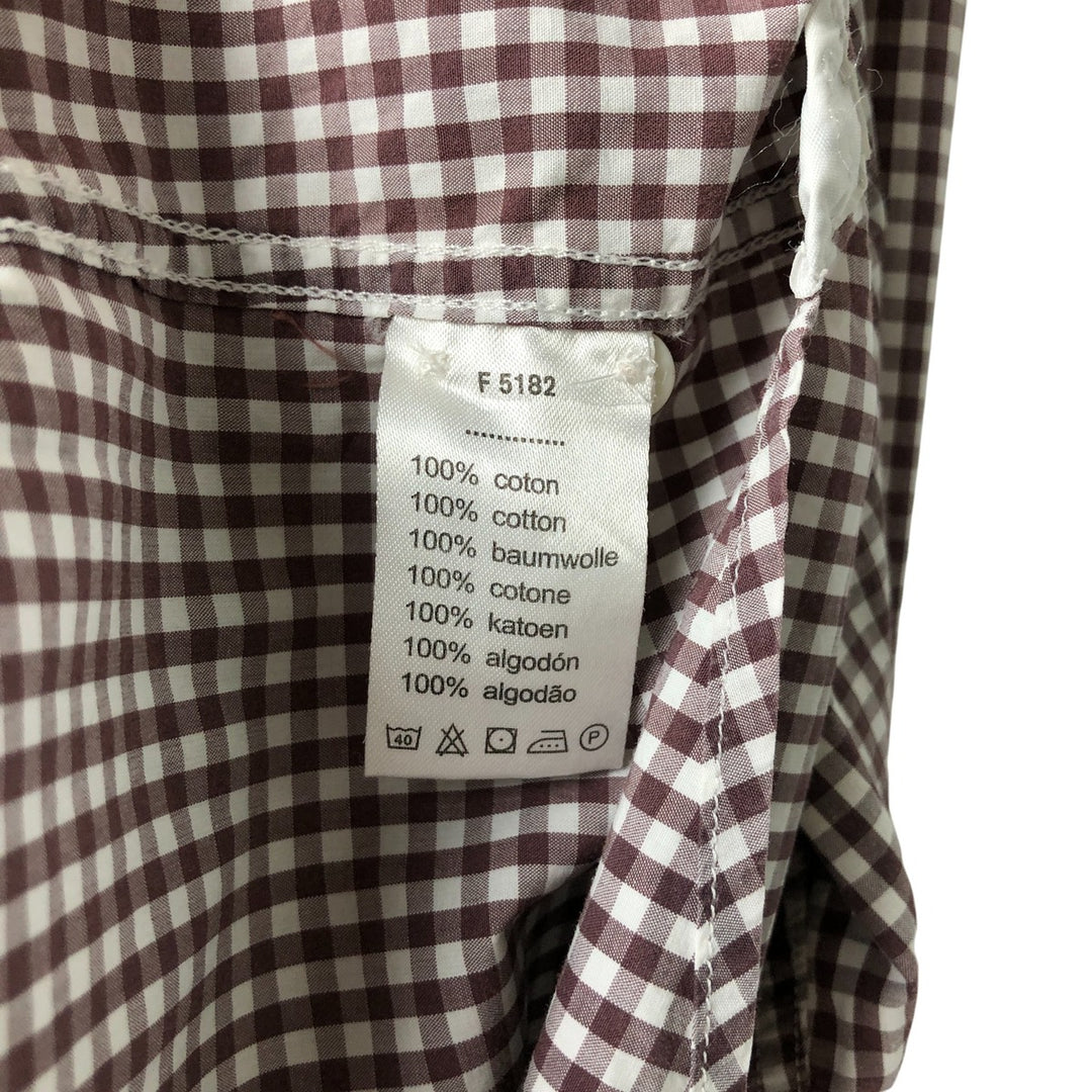 Lacoste French-designed long-sleeved button-down check shirt, men's size L cotton brown type Vintage Second Hand