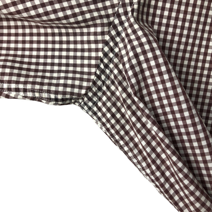 Lacoste French-designed long-sleeved button-down check shirt, men's size L cotton brown type Vintage Second Hand