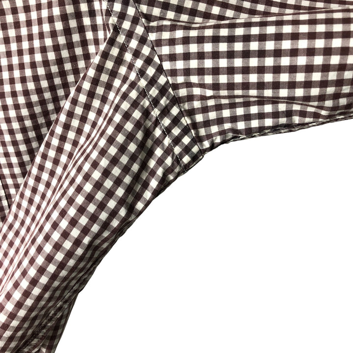 Lacoste French-designed long-sleeved button-down check shirt, men's size L cotton brown type Vintage Second Hand