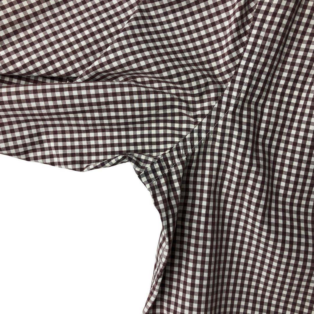 Lacoste French-designed long-sleeved button-down check shirt, men's size L cotton brown type Vintage Second Hand