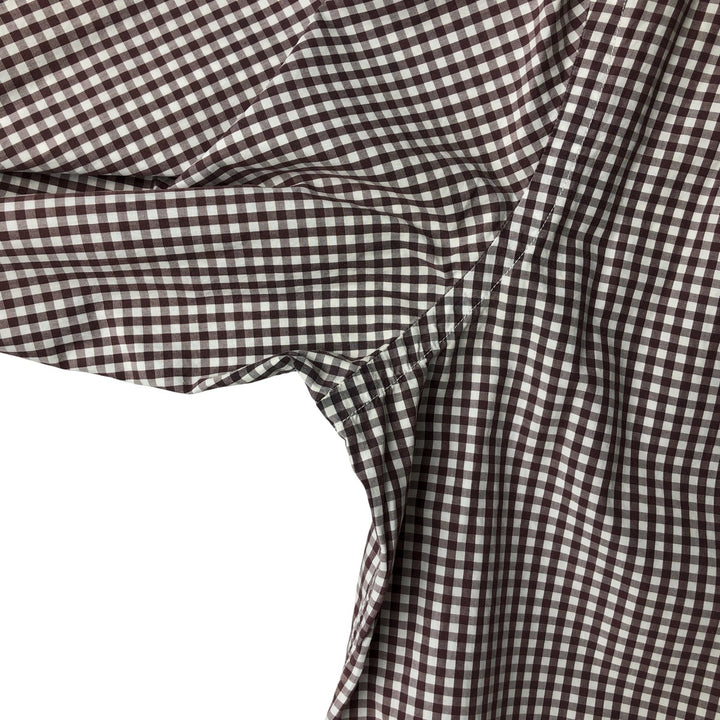 Lacoste French-designed long-sleeved button-down check shirt, men's size L cotton brown type Vintage Second Hand