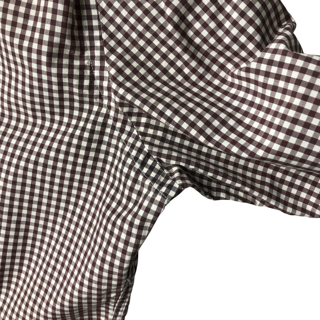Lacoste French-designed long-sleeved button-down check shirt, men's size L cotton brown type Vintage Second Hand
