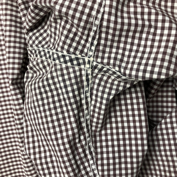 Lacoste French-designed long-sleeved button-down check shirt, men's size L cotton brown type Vintage Second Hand