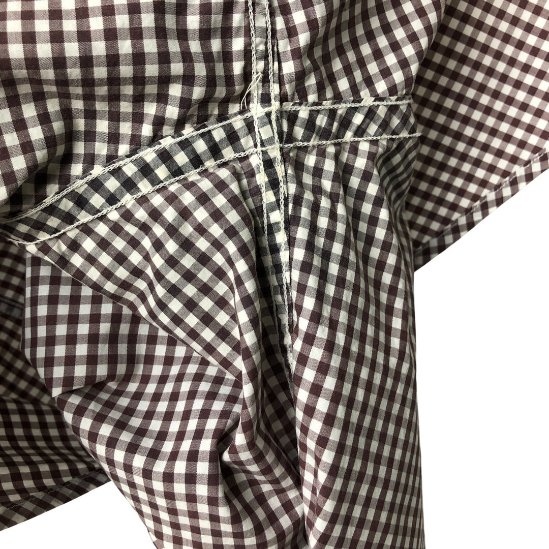 Lacoste French-designed long-sleeved button-down check shirt, men's size L cotton brown type Vintage Second Hand