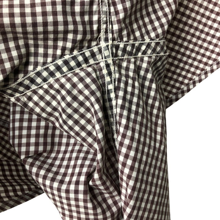 Lacoste French-designed long-sleeved button-down check shirt, men's size L cotton brown type Vintage Second Hand