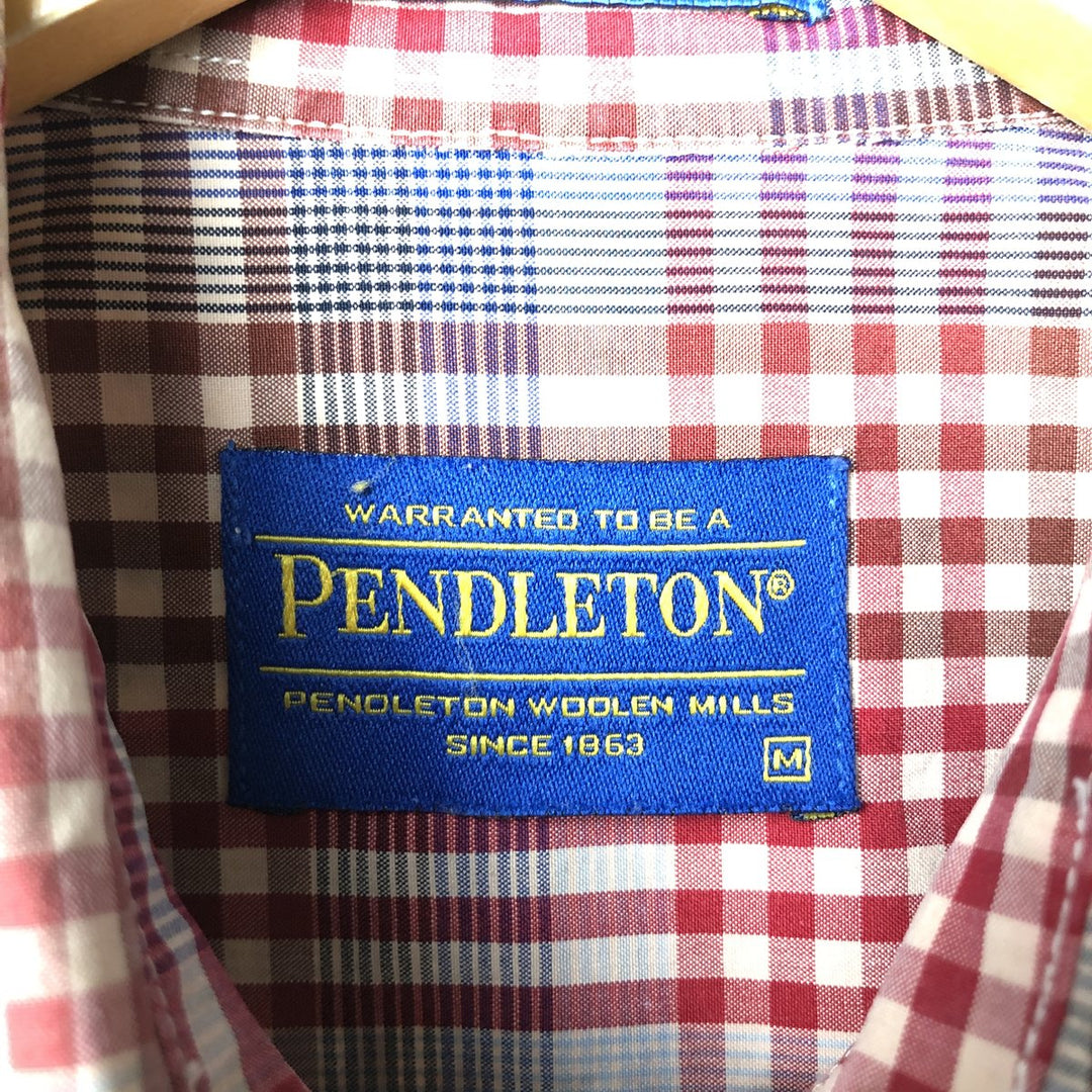 Pendleton PENDLETON Long Sleeve Button-Down Check Shirt, Men's Size Medium cotton red type Vintage Second Hand