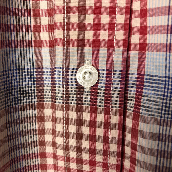 Pendleton PENDLETON Long Sleeve Button-Down Check Shirt, Men's Size Medium cotton red type Vintage Second Hand