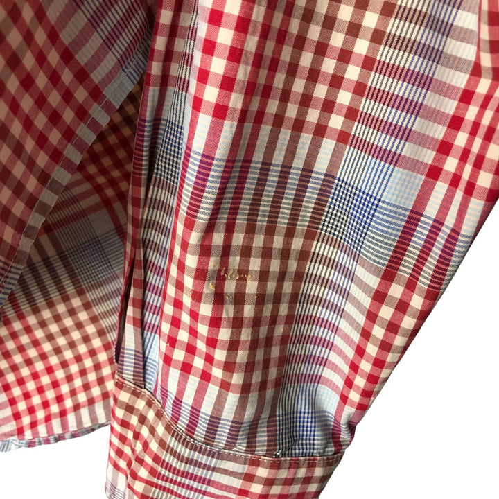 Pendleton PENDLETON Long Sleeve Button-Down Check Shirt, Men's Size Medium cotton red type Vintage Second Hand