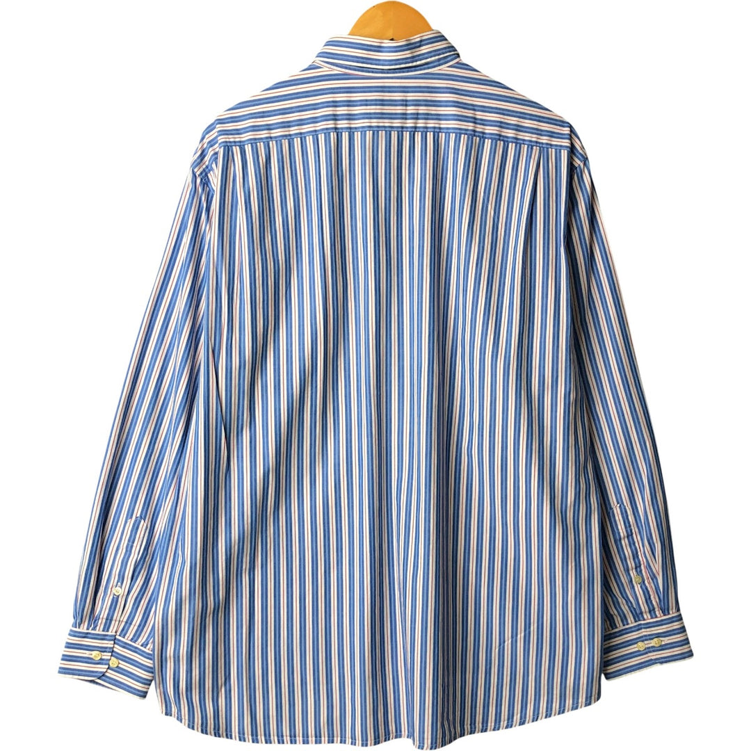 Lacoste LACOSTE long-sleeved button-down striped shirt, size 43 (equivalent to men's L) cotton blue type Vintage Second Hand