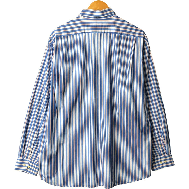 Lacoste LACOSTE long-sleeved button-down striped shirt, size 43 (equivalent to men's L) cotton blue type Vintage Second Hand