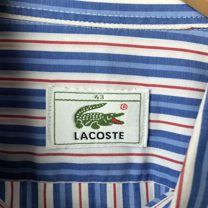 Lacoste LACOSTE long-sleeved button-down striped shirt, size 43 (equivalent to men's L) cotton blue type Vintage Second Hand