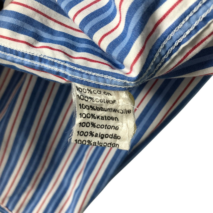 Lacoste LACOSTE long-sleeved button-down striped shirt, size 43 (equivalent to men's L) cotton blue type Vintage Second Hand