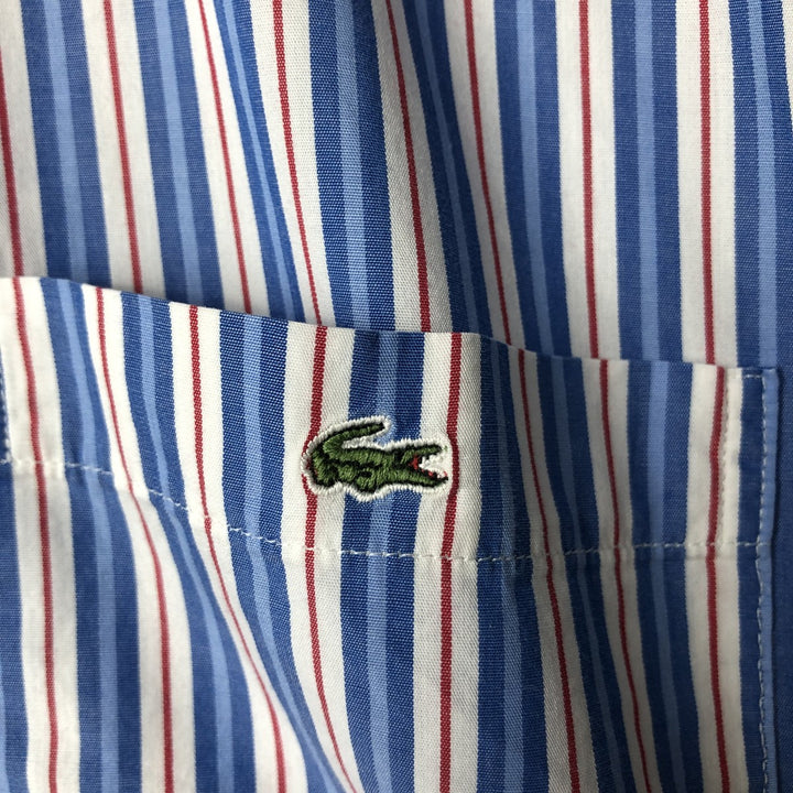 Lacoste LACOSTE long-sleeved button-down striped shirt, size 43 (equivalent to men's L) cotton blue type Vintage Second Hand
